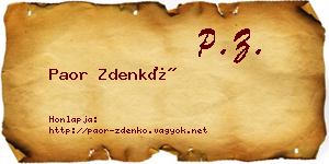 Paor Zdenkó névjegykártya